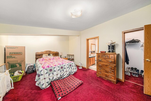 149 Hall St, Michigan Center, MI 49254 - bedroom featuring carpet floors, a spacious closet, and ensuite bathroom