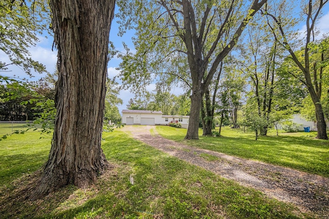 149 Hall St, Michigan Center, MI 49254 - view of green lawn with a garage and driveway