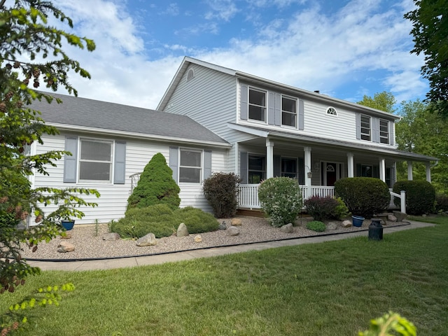 13401 8 1/2 Mile Rd, Battle Creek, MI 49014 - view of front of property featuring covered porch and a front lawn