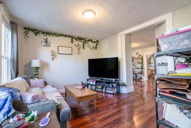 1007 Ionia Ave SW, Grand Rapids, MI 49507 - living room featuring wood finished floors, a textured ceiling, and baseboards