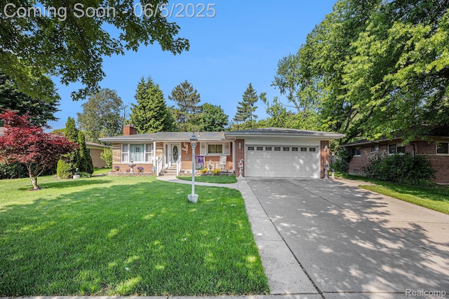 15025 Kipke, Redford, MI 48239 - single story home featuring brick siding, a porch, an attached garage, driveway, and a front yard