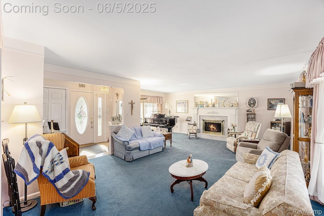 15025 Kipke, Redford, MI 48239 - carpeted living room with a fireplace