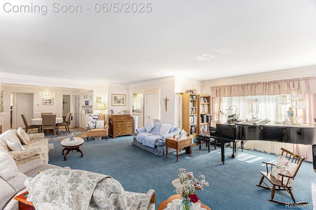 15025 Kipke, Redford, MI 48239 - carpeted living room with a chandelier