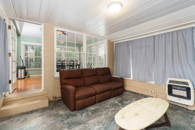 15501 E Jefferson Ave, Grosse Pointe Park, MI 48230 - living area with heating unit and wood ceiling