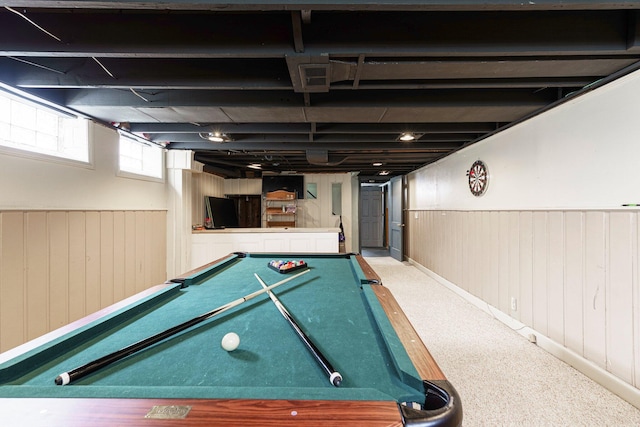 15501 E Jefferson Ave, Grosse Pointe Park, MI 48230 - recreation room featuring wainscoting, pool table, and wooden walls