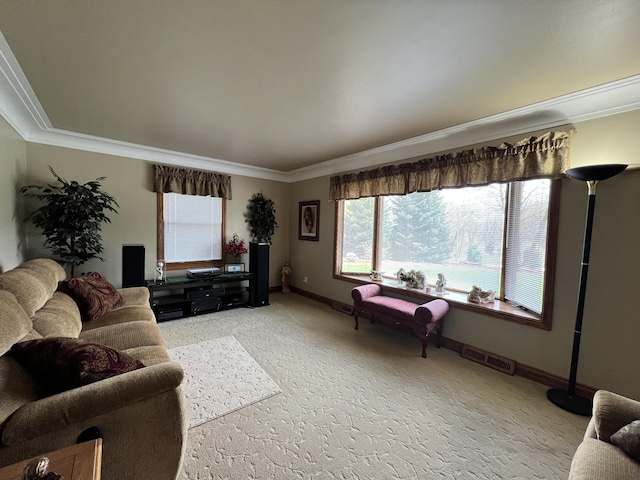 3817 Butterworth St SW, Grand Rapids, MI 49534 - living area with ornamental molding, light colored carpet, and baseboards