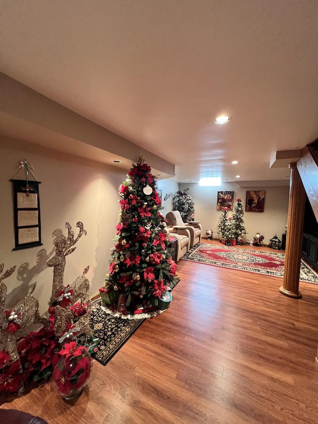 3817 Butterworth St SW, Grand Rapids, MI 49534 - exercise room featuring wood finished floors and recessed lighting