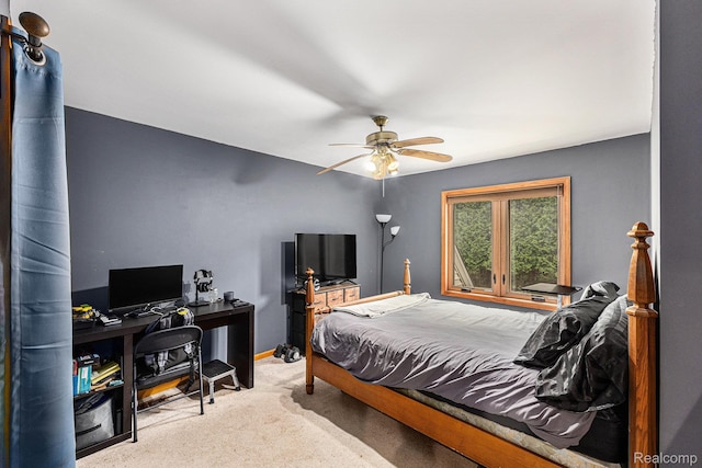 1437 Rillview Ct, Metamora, MI 48455 - bedroom with carpet flooring, ceiling fan, an office area, and baseboards
