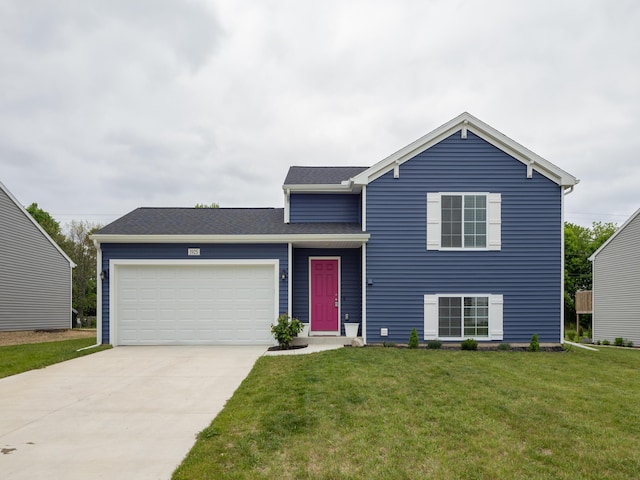 1925 Prescott Trl, Galesburg, MI 49053 - tri-level home featuring a front lawn, a garage, and concrete driveway