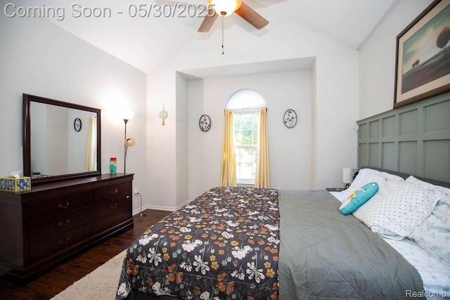 2062 Preserve Cir W, Canton, MI 48188 - bedroom with vaulted ceiling, dark wood-type flooring, a ceiling fan, and baseboards