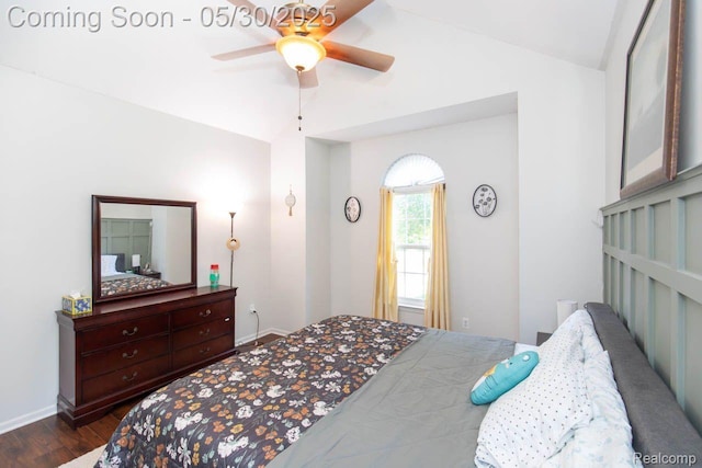 2062 Preserve Cir W, Canton, MI 48188 - bedroom with vaulted ceiling, dark wood finished floors, baseboards, and a ceiling fan
