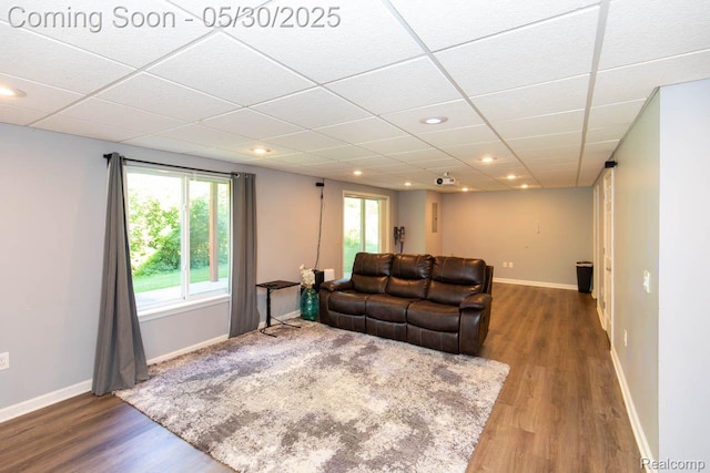 2062 Preserve Cir W, Canton, MI 48188 - living area with wood finished floors, baseboards, recessed lighting, and a drop ceiling