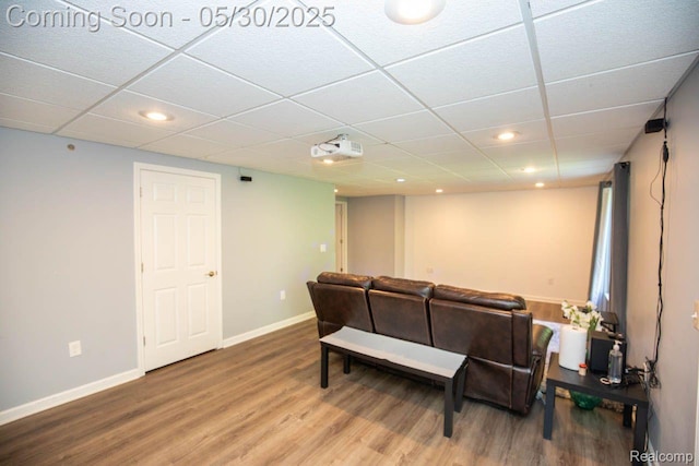 2062 Preserve Cir W, Canton, MI 48188 - home theater featuring wood finished floors, baseboards, recessed lighting, and a paneled ceiling