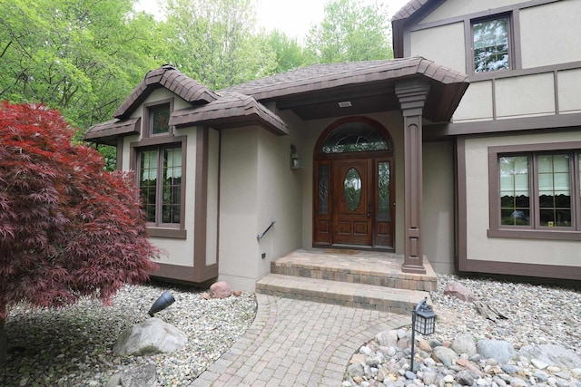 10466 W Farrand Rd, Montrose, MI 48457 - entrance to property with stucco siding