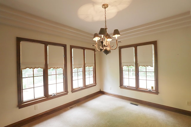 10466 W Farrand Rd, Montrose, MI 48457 - carpeted empty room featuring a chandelier, plenty of natural light, and baseboards