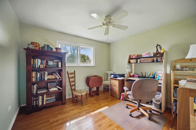 39582 Tunstall St, Clinton Township, MI 48038 - office space featuring wood-type flooring, ceiling fan, and baseboards