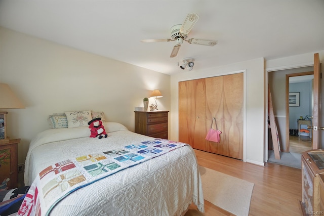 39582 Tunstall St, Clinton Township, MI 48038 - bedroom with light wood-style flooring, a closet, and a ceiling fan
