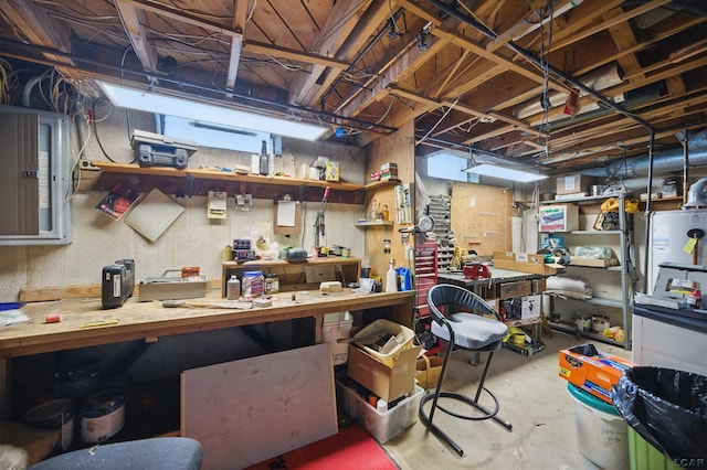 39582 Tunstall St, Clinton Township, MI 48038 - unfinished basement with a workshop area and electric panel