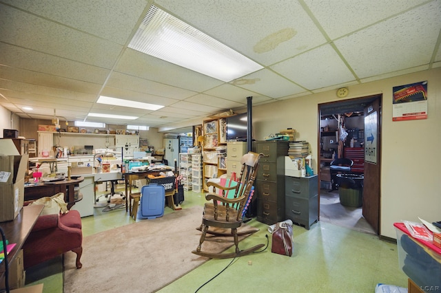 39582 Tunstall St, Clinton Township, MI 48038 - finished below grade area featuring a drop ceiling