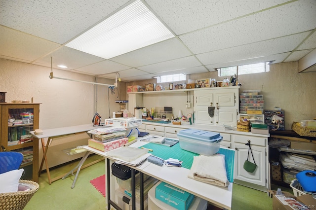 39582 Tunstall St, Clinton Township, MI 48038 - home office featuring a paneled ceiling and a textured wall