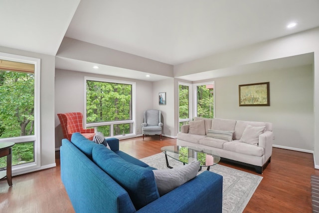3805 Penberton Ct, Ann Arbor, MI 48105 - living room featuring healthy amount of natural light, wood finished floors, baseboards, and recessed lighting
