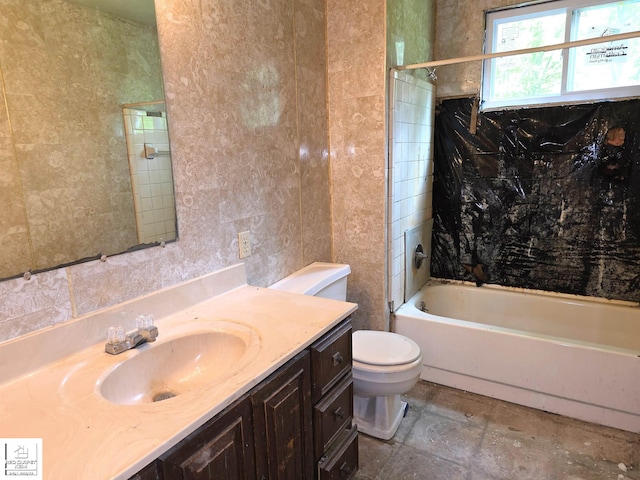 3416 Willard Rd, Birch Run, MI 48415 - bathroom with vanity, shower / bathtub combination, and tile walls