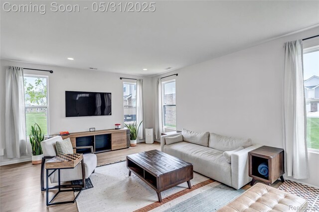 8811 Pioneer St, Washington, MI 48094 - living room with light wood-type flooring and recessed lighting