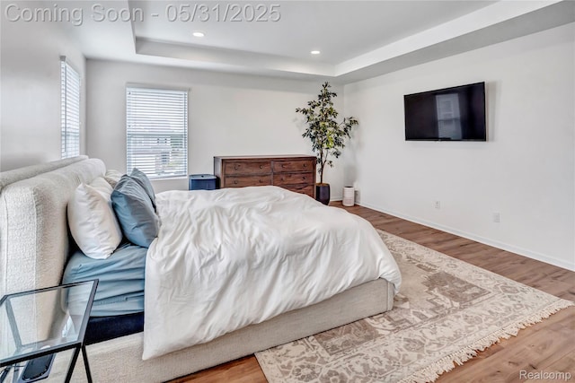 8811 Pioneer St, Washington, MI 48094 - bedroom featuring a raised ceiling, wood finished floors, recessed lighting, and baseboards