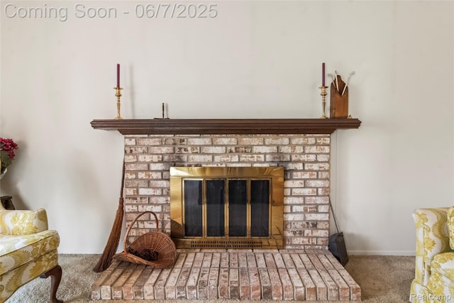 17509 Yaneev Dr, Macomb, MI 48044 - detailed view of carpet floors and a brick fireplace