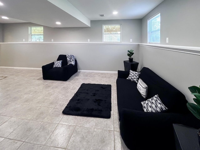 5098 N Center Rd, Flint, MI 48506 - living area with tile patterned flooring, recessed lighting, and baseboards