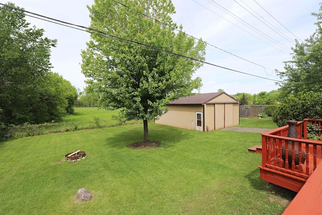 1029 N Linden Rd, Flint, MI 48532 - view of yard with an outdoor structure and a wooden deck