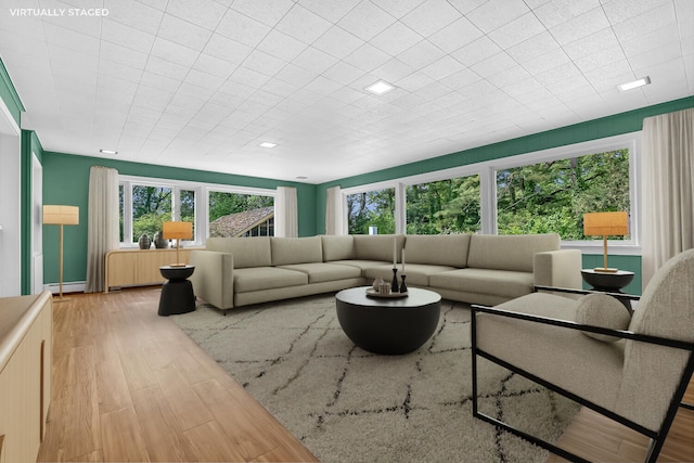 7938 E Dr N, Battle Creek, MI 49014 - living area featuring a baseboard heating unit and light wood-type flooring