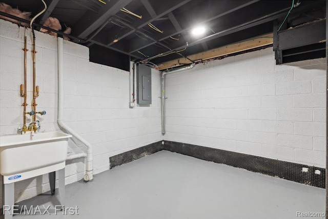 31111 Angeline Ct E, Saint Clair Shores, MI 48082 - unfinished below grade area featuring electric panel and concrete block wall
