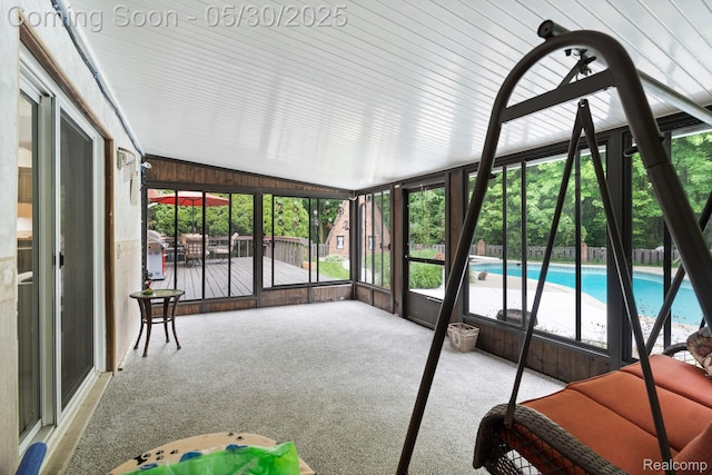 9495 Continental Dr, Taylor, MI 48180 - unfurnished sunroom featuring lofted ceiling