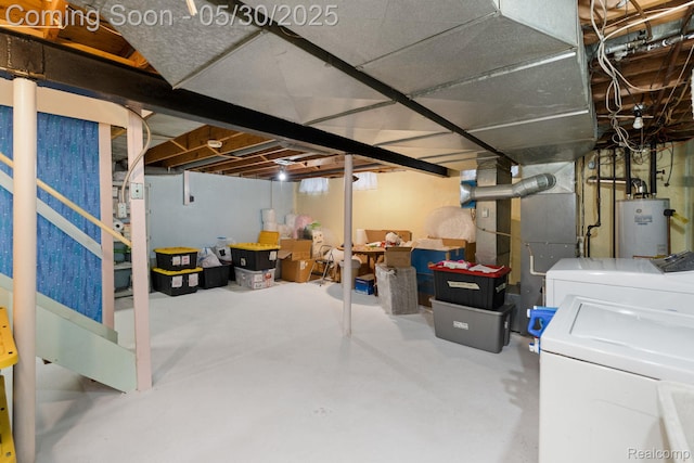 9495 Continental Dr, Taylor, MI 48180 - unfinished basement with water heater and independent washer and dryer