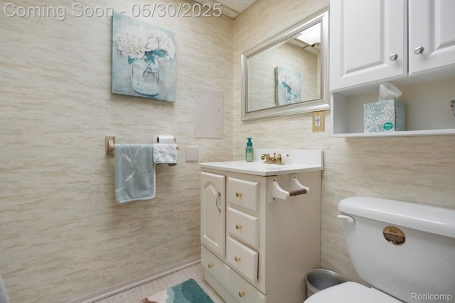 9495 Continental Dr, Taylor, MI 48180 - half bath featuring vanity, toilet, tile patterned flooring, and tile walls