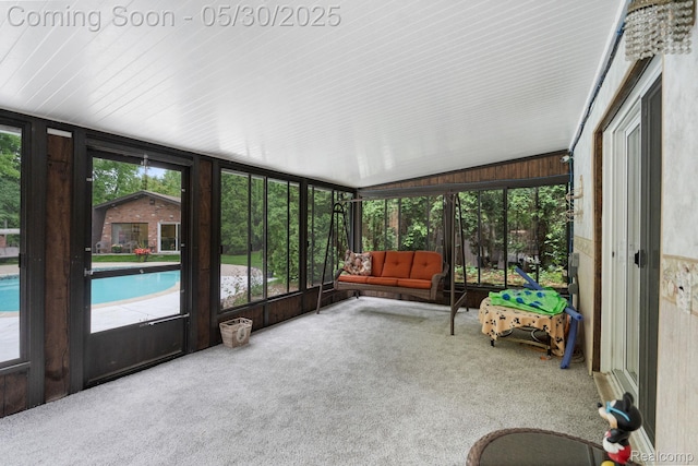 9495 Continental Dr, Taylor, MI 48180 - unfurnished sunroom with lofted ceiling