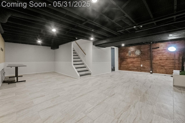 1916 Squirrel Valley Dr, Bloomfield Hills, MI 48304 - finished below grade area with wooden walls and stairway