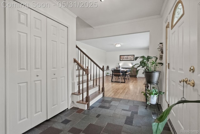 1916 Squirrel Valley Dr, Bloomfield Hills, MI 48304 - foyer entrance featuring stairs and ornamental molding