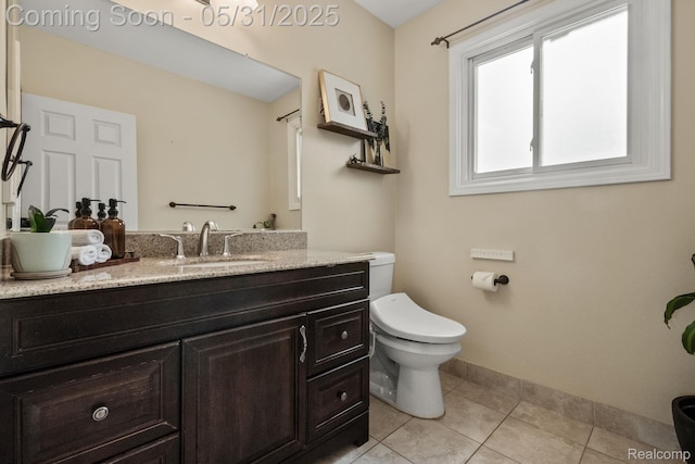 1916 Squirrel Valley Dr, Bloomfield Hills, MI 48304 - bathroom with tile patterned floors, vanity, toilet, and baseboards