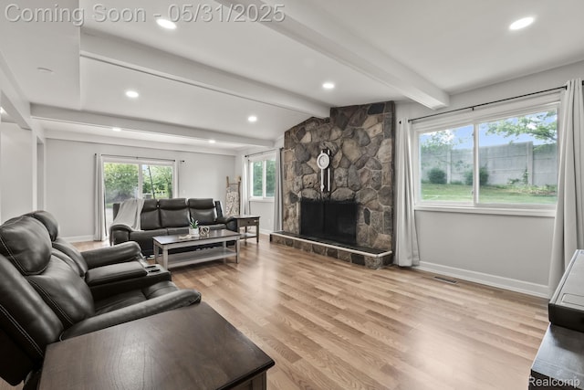 1916 Squirrel Valley Dr, Bloomfield Hills, MI 48304 - living room with light wood finished floors, baseboards, a fireplace, and recessed lighting