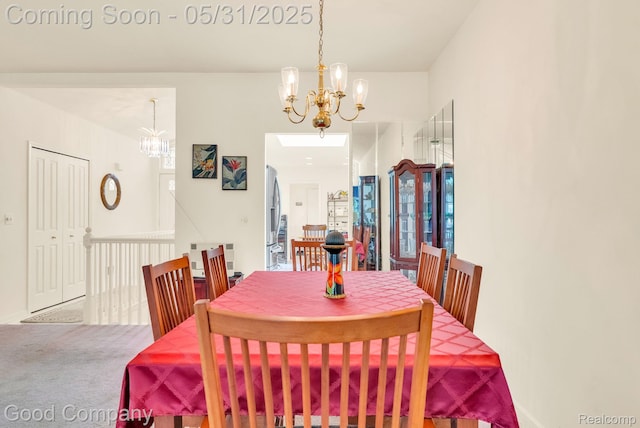 48757 Tilford Ct, Shelby Twp, MI 48315 - carpeted dining room featuring a chandelier