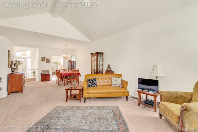 48757 Tilford Ct, Shelby Twp, MI 48315 - living area featuring carpet flooring and a chandelier