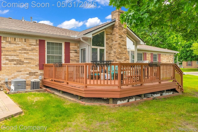 48757 Tilford Ct, Shelby Twp, MI 48315 - wooden deck with central AC and a yard