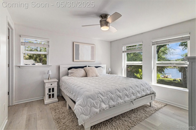9475 Beechcrest Dr, White Lake, MI 48386 - bedroom with multiple windows, light wood-style floors, and baseboards
