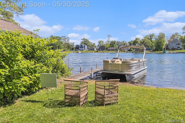 9475 Beechcrest Dr, White Lake, MI 48386 - dock with a water view and a yard