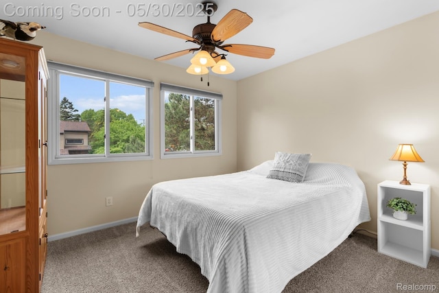 50820 Marsha Ln, New Baltimore, MI 48047 - carpeted bedroom featuring baseboards and ceiling fan
