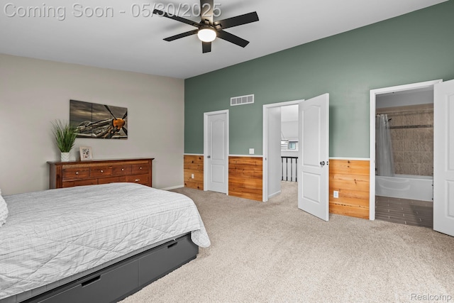 50820 Marsha Ln, New Baltimore, MI 48047 - carpeted bedroom with a ceiling fan and ensuite bath