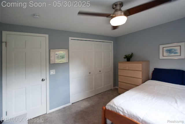 44500 Louvert Ct, Novi, MI 48375 - carpeted bedroom featuring a closet, a ceiling fan, and baseboards