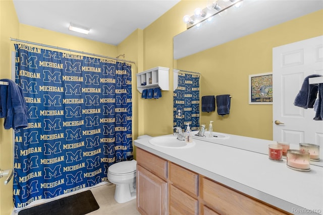 6241 Sapphire Ct, Grand Blanc, MI 48439 - bathroom with vanity, toilet, and curtained shower